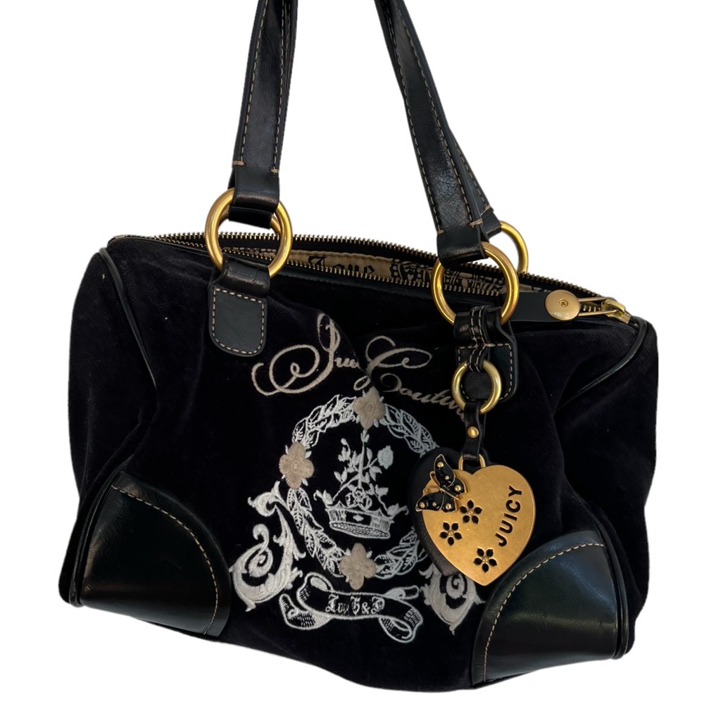 2000s Y2K Juicy Couture navy blue purse with butterfly detail